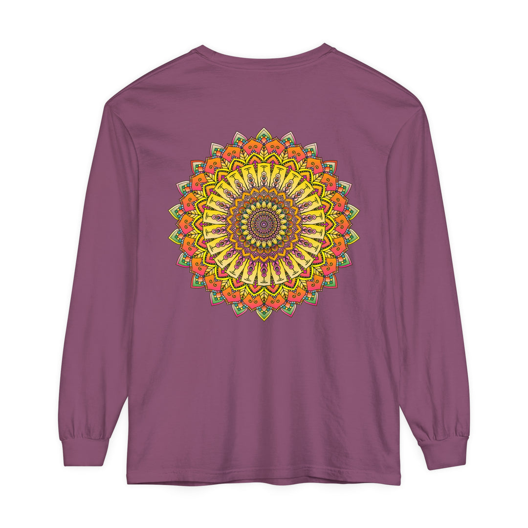 Intricate Mandala Unisex Long Sleeve T-Shirt featuring detailed and ornate mandala design