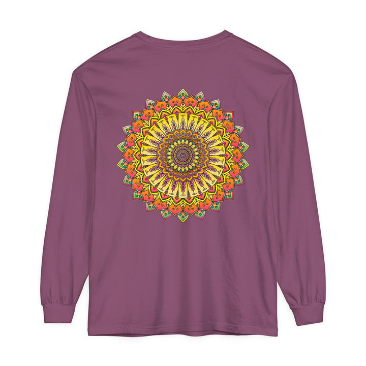 Intricate Mandala Unisex Long Sleeve T-Shirt featuring detailed and ornate mandala design