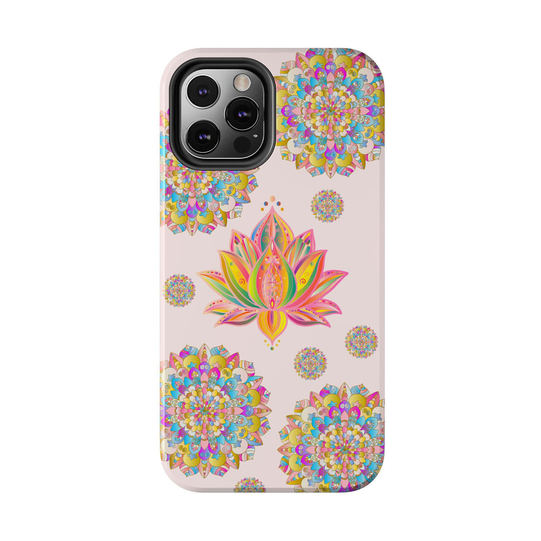 Beautiful light pink lotus flower mandala design phone case for protection and style