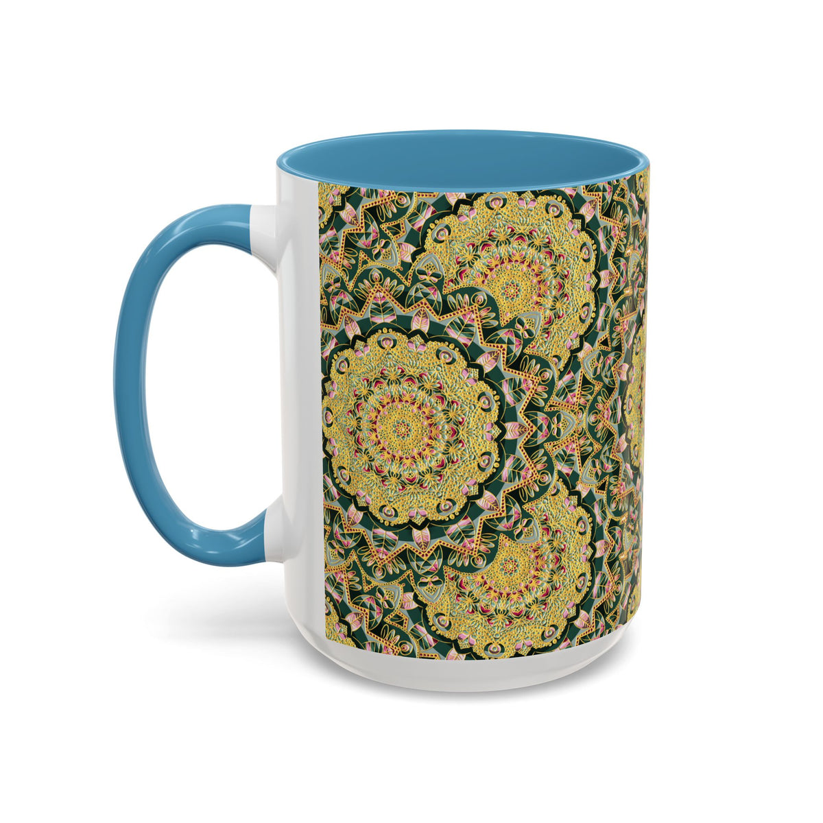Mandala Floral Coffee Mug – Bohemian Botanical Ceramic Cup