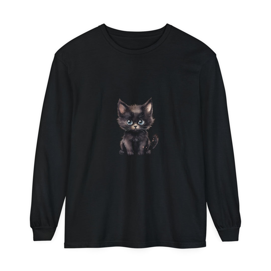 Cute Kitten with Blue Eyes Long Sleeve T-Shirt Alt Text 11