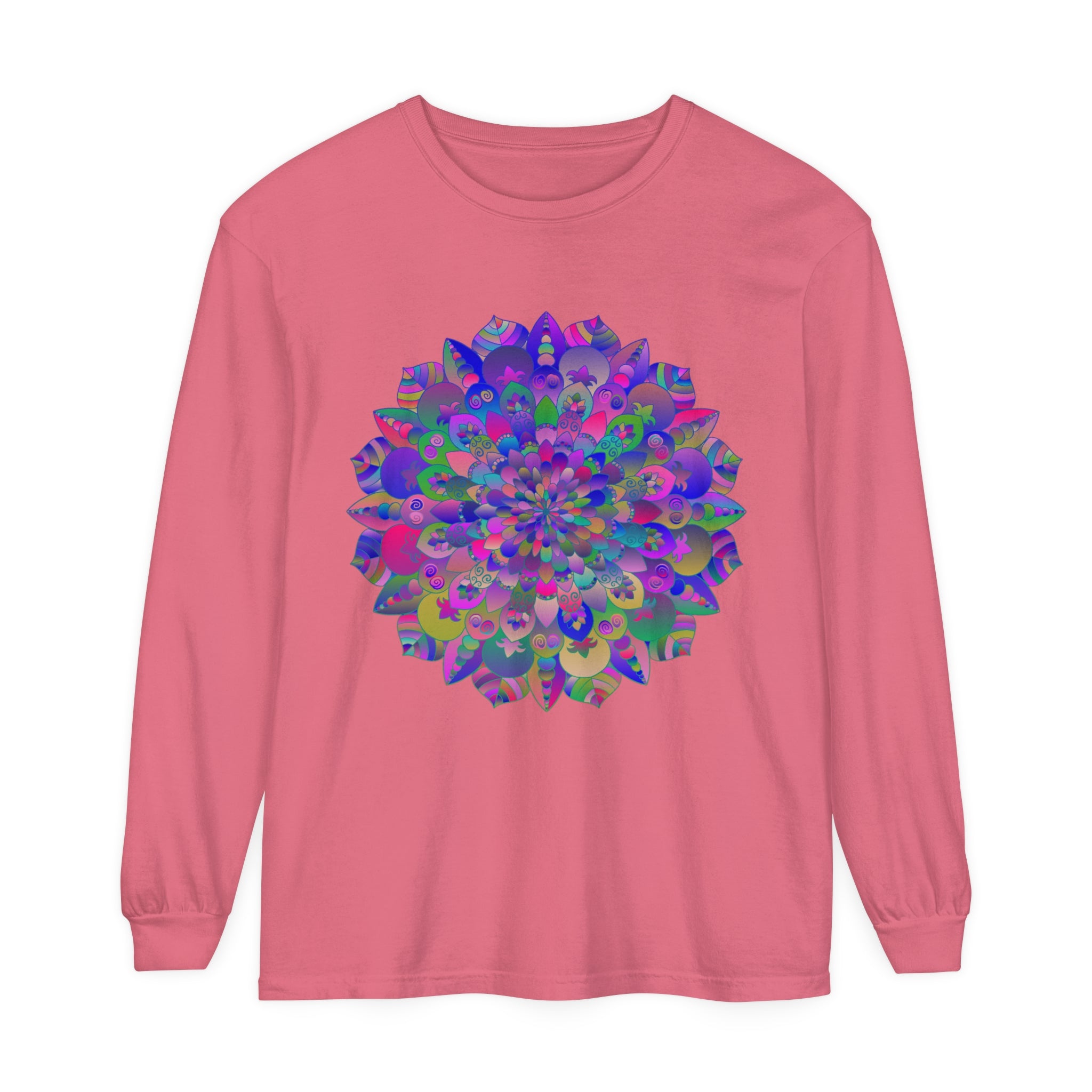 Colorful and intricate mandala design long sleeve t-shirt for women