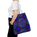 Kaleidoscope Mandala Tote Bag — Vibrant Neon Floral Pattern