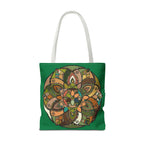 Boho Mandala Tote Bag — Green Floral Pattern AOP Shopper