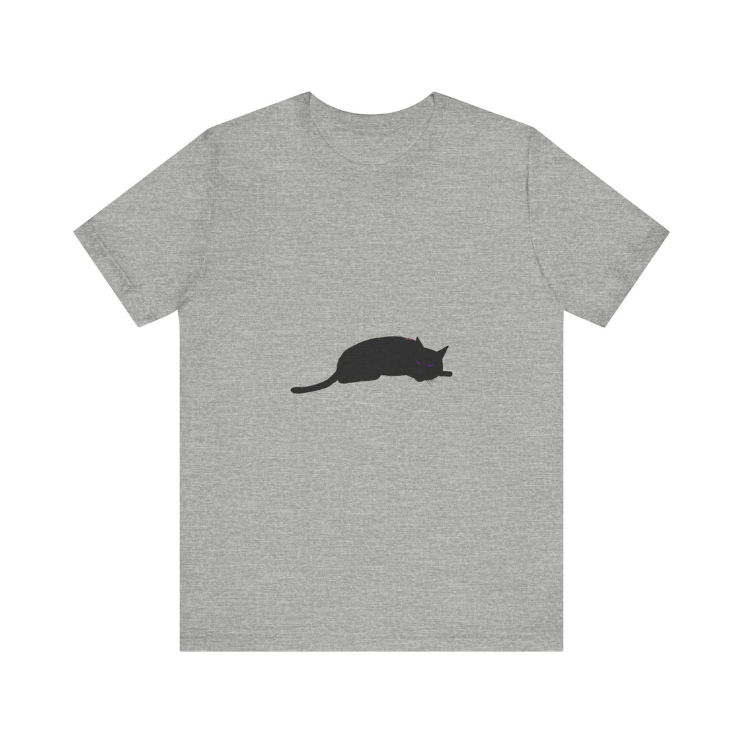 Black Cat Mystery T-Shirt - Spooky & Cool - A black t-shirt featuring a mysterious and cool black cat design, perfect for Halloween or cat lovers