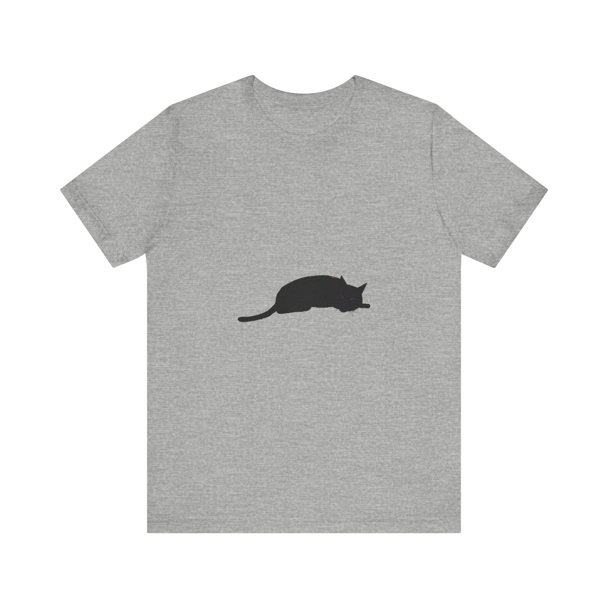 Black Cat Mystery T-Shirt - Spooky & Cool - A black t-shirt featuring a mysterious and cool black cat design, perfect for Halloween or cat lovers