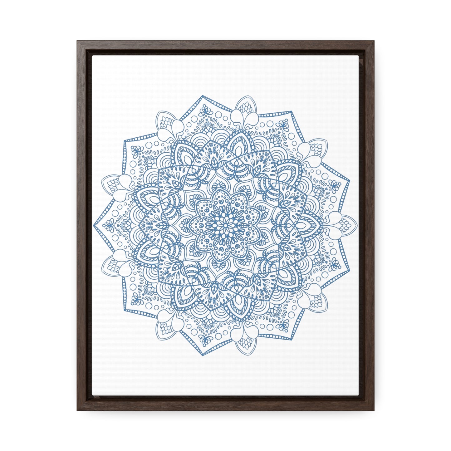 Handmade steel blue Mandala design wall art on vertical frame canvas wraps