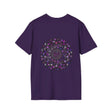 Colorful and intricate handmade mandala art design printed on softstyle t-shirt