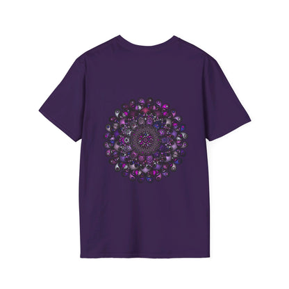 Colorful and intricate handmade mandala art design printed on softstyle t-shirt