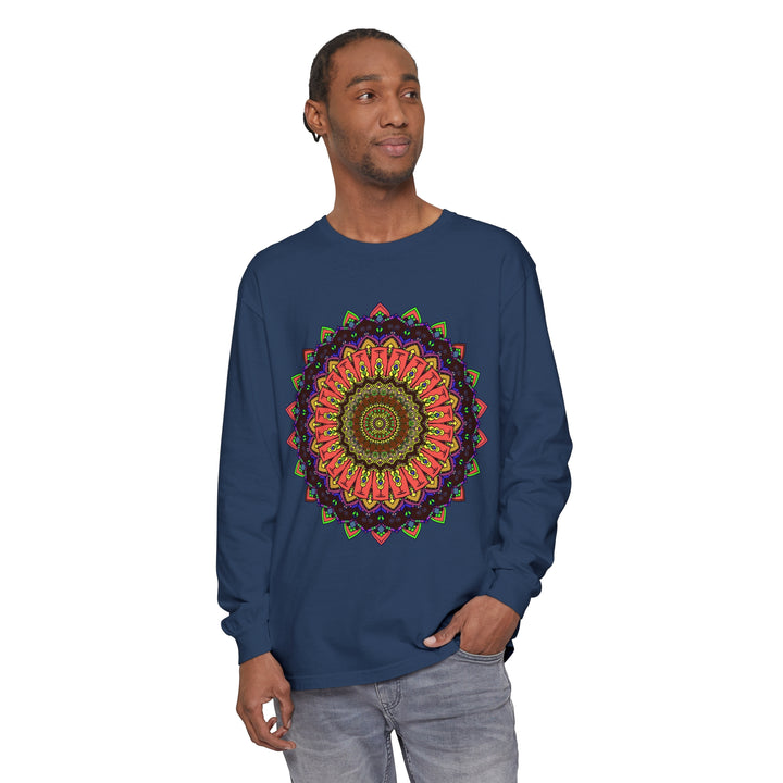 Intricate Mandala Long Sleeve T-Shirt featuring a colorful and detailed design