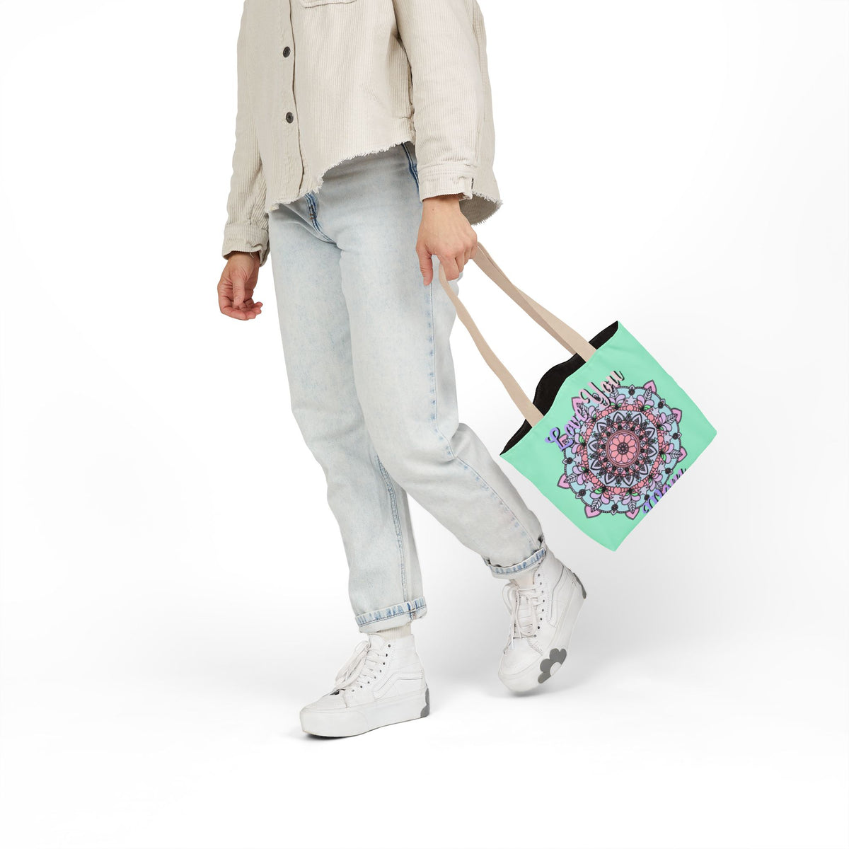 Mandala 'Love You Mom' Canvas Tote — Floral Mother's Day Gift Bag