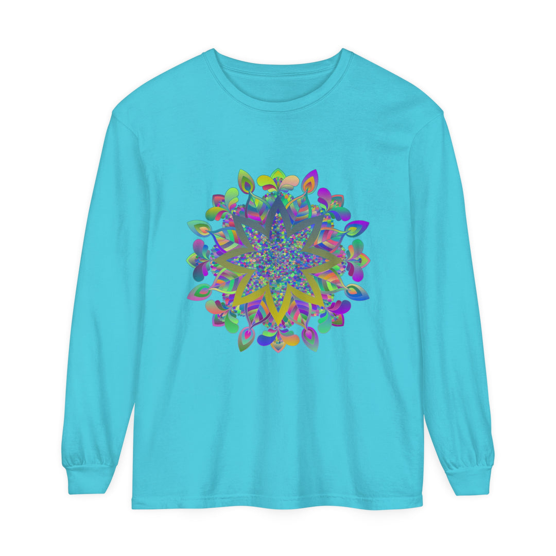 Colorful mandala design long sleeve t-shirt for men and women