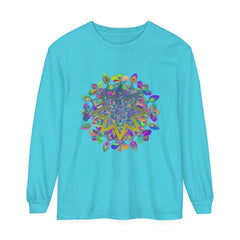 Colorful mandala design long sleeve t-shirt for men and women