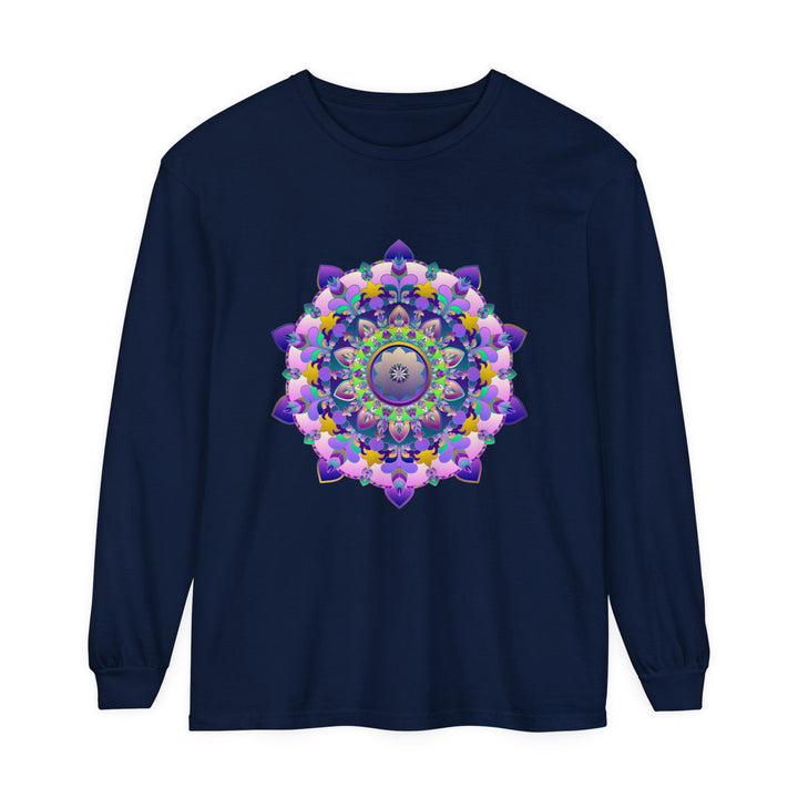 Colorful and intricate mandala pattern long sleeve t-shirt for men and women