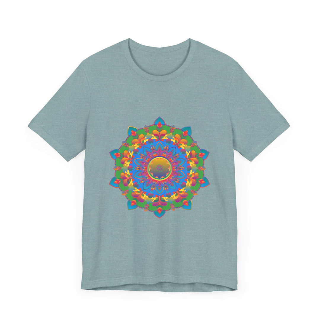 Vibrant and detailed mandala design on a colorful t-shirt for women