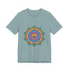 Vibrant and detailed mandala design on a colorful t-shirt for women