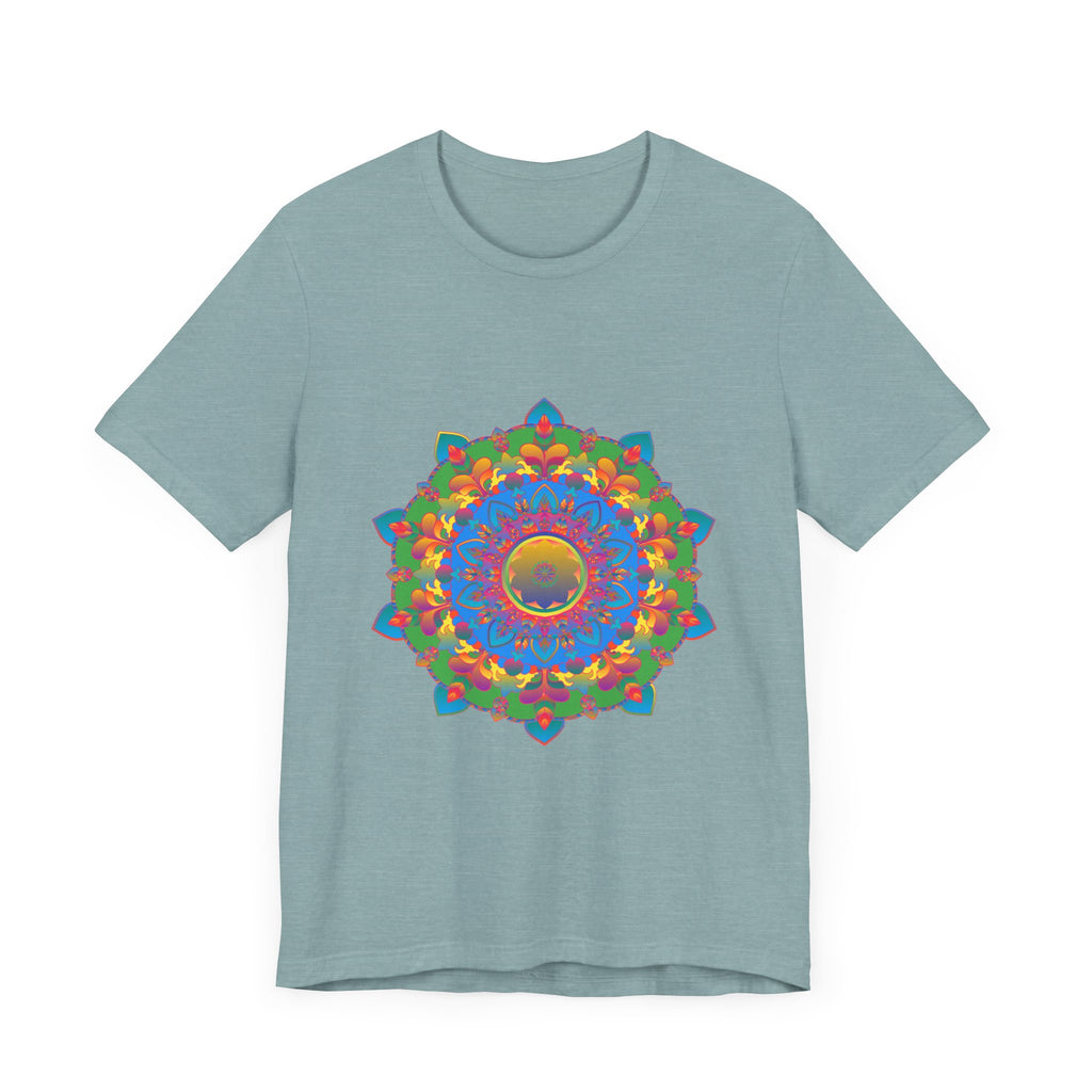 Vibrant and detailed mandala design on a colorful t-shirt for women