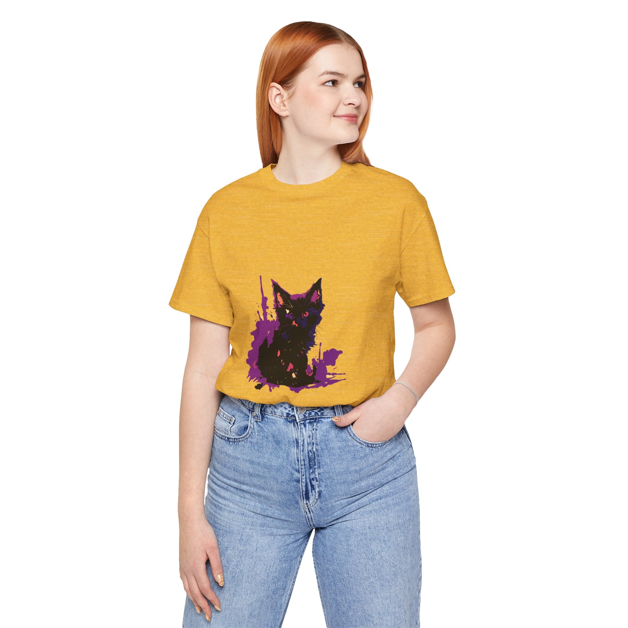 Black Cat Mystery - Purple Paint Splatter T-Shirt