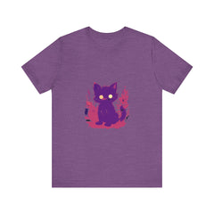 Adorable purple cat graphic tee with whimsical design on front