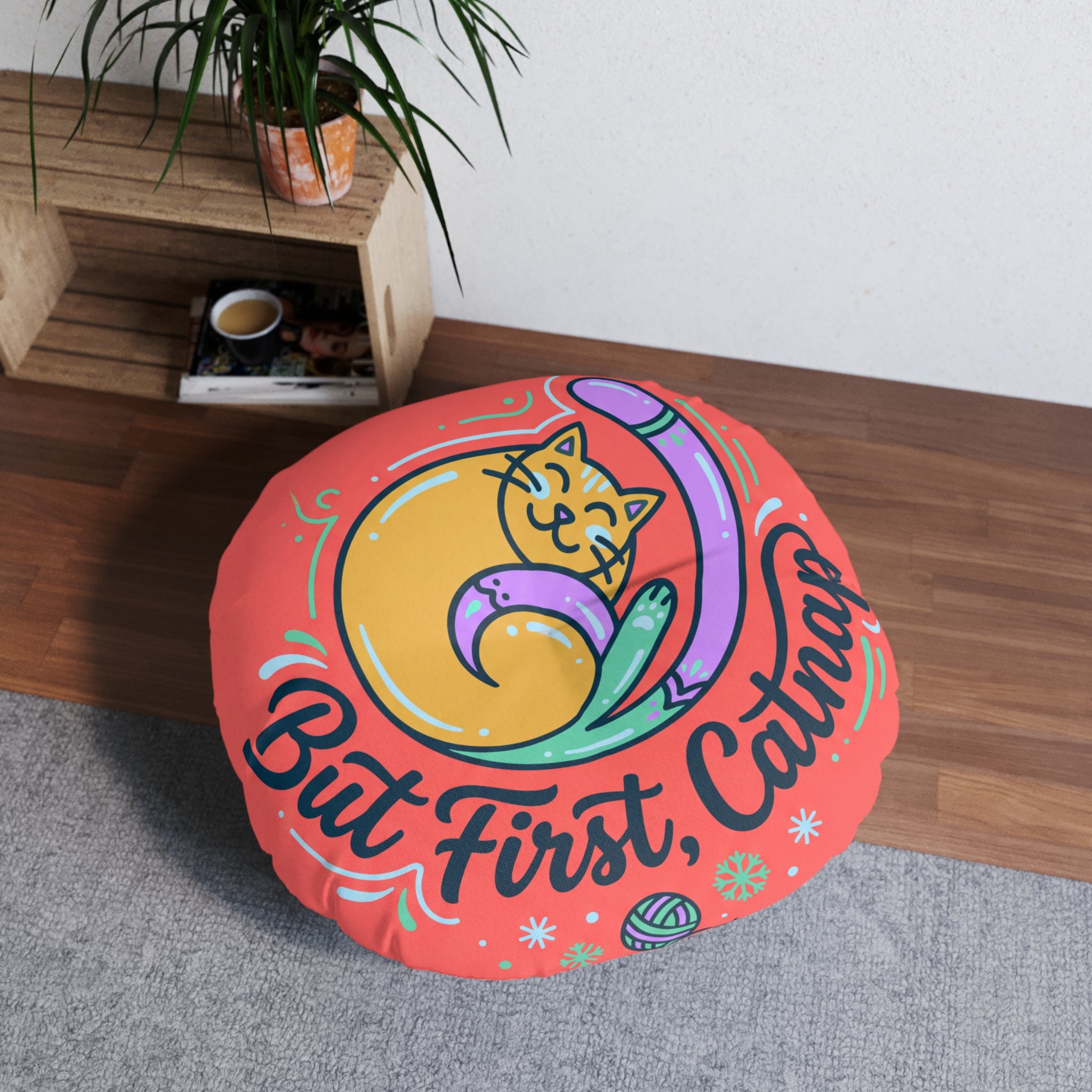 Cozy Curl Cat Floor Pillow — But First, Catnap