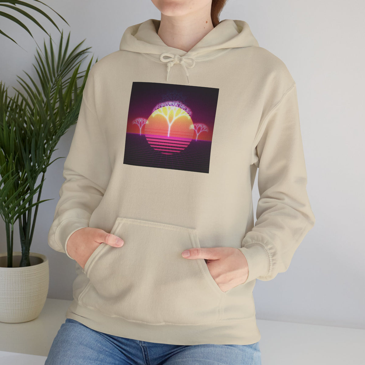 Felpa con cappuccio Retro Sunset Tree of Life