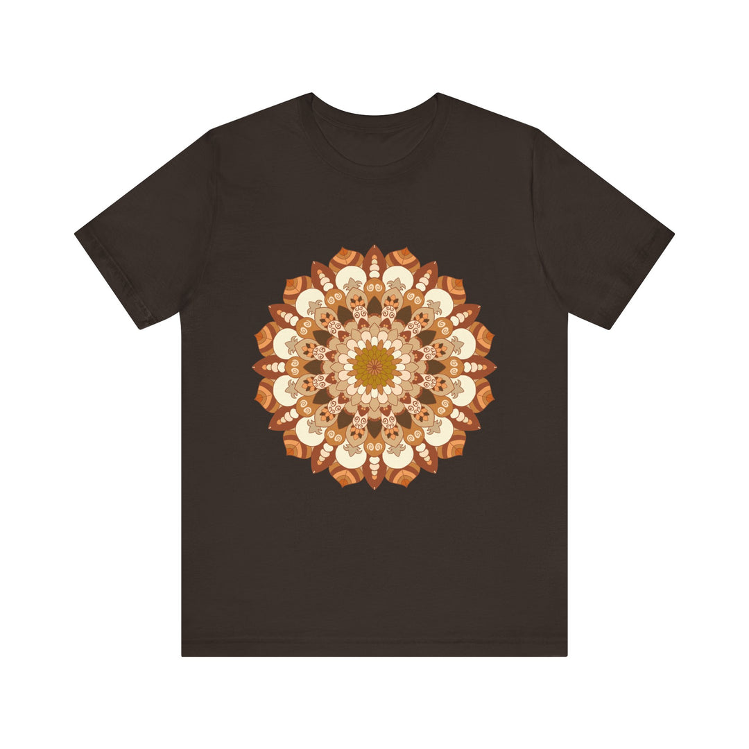 Beautiful brown and orange intricate mandala design tee shirt for women