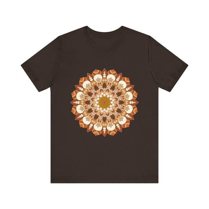 Beautiful brown and orange intricate mandala design tee shirt for women