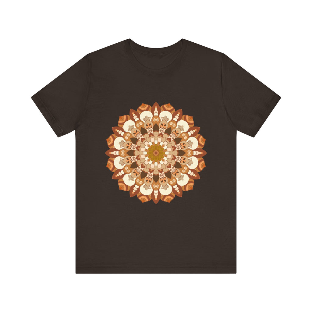 Beautiful brown and orange intricate mandala design tee shirt for women