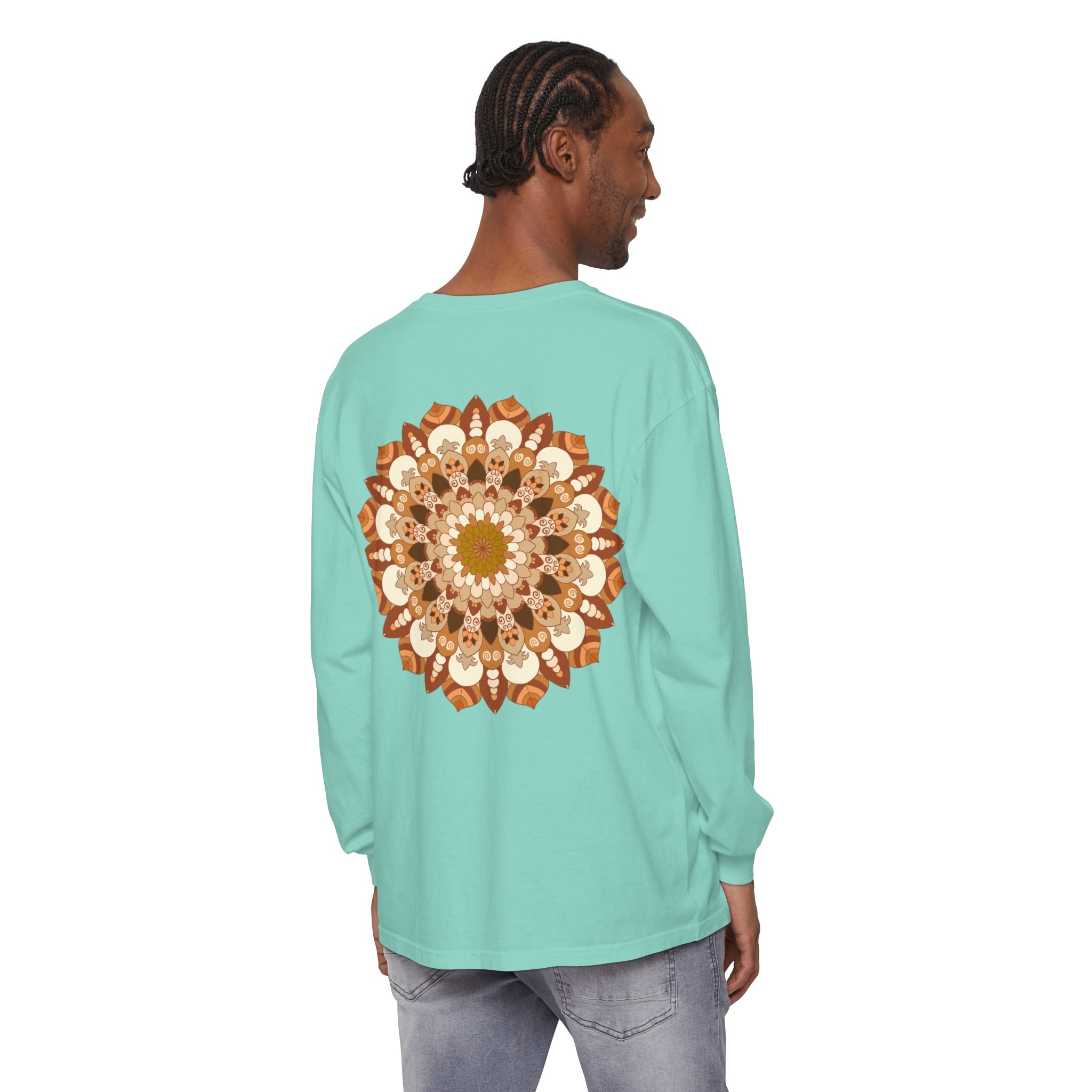 Intricate Mandala Unisex Long Sleeve T-Shirt with detailed pattern design