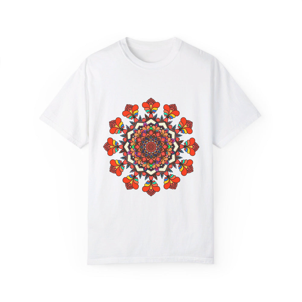 Unisex Mandala T-Shirt made from 100% Ring-Spun Cotton, hand-drawn Mandala art, and garment-dyed for maximum comfort and style