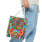 Colorful Mandala Tote Bag — Vibrant Boho All-Over Print Beach & Market Tote