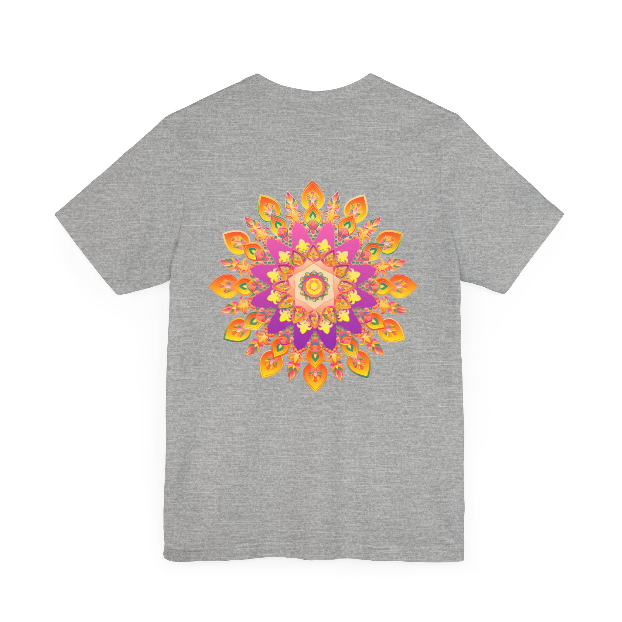 Vibrant mandala T-shirt featuring intricate design, symbolizing peace and harmony