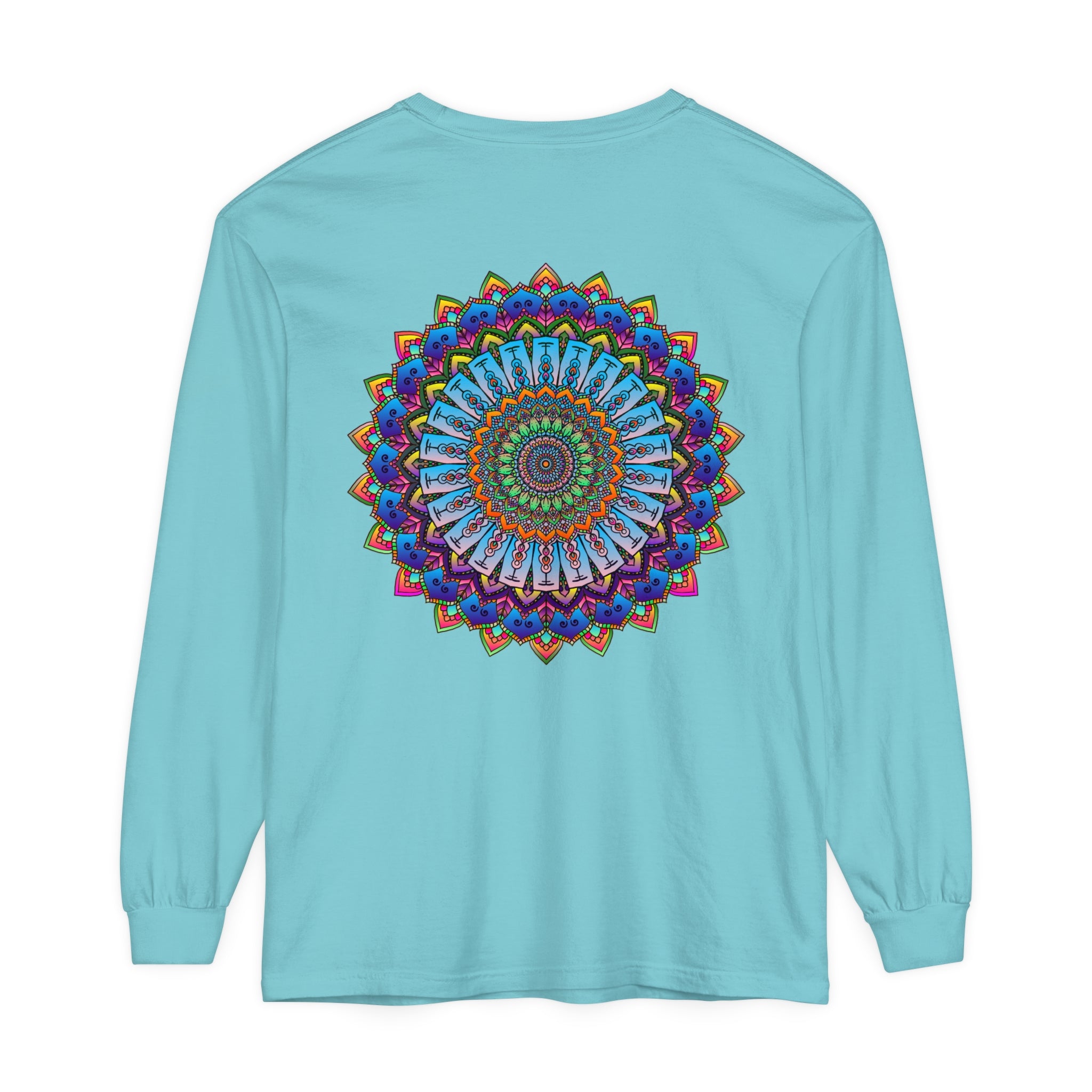 Colorful and intricate mandala design long sleeve unisex t-shirt