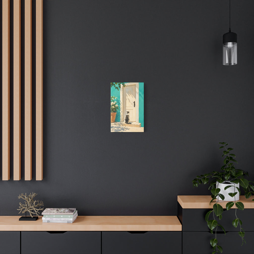 Sunlit Doorway Cat Canvas Wall Art