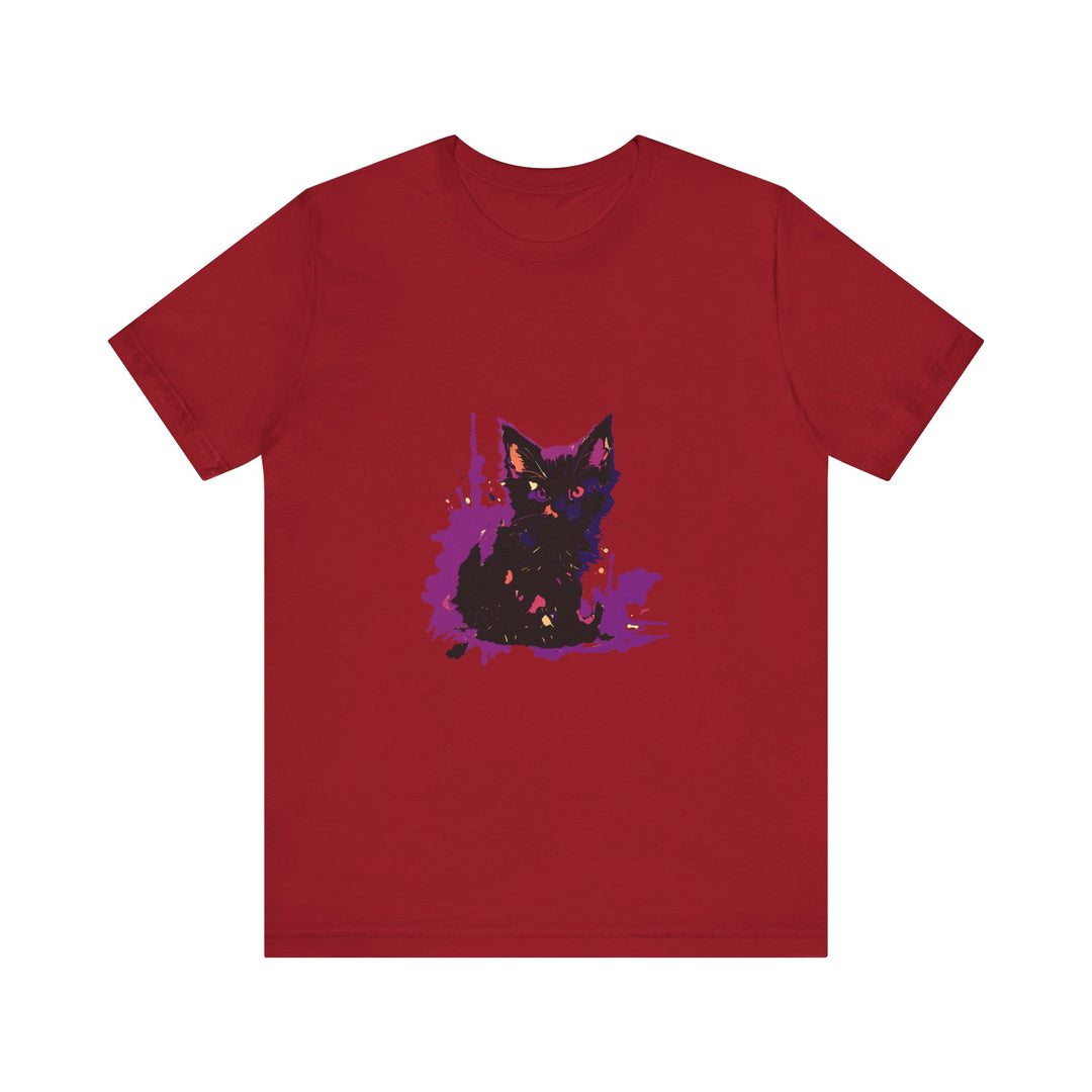 Black Cat Mystery - Purple Paint Splatter T-Shirt