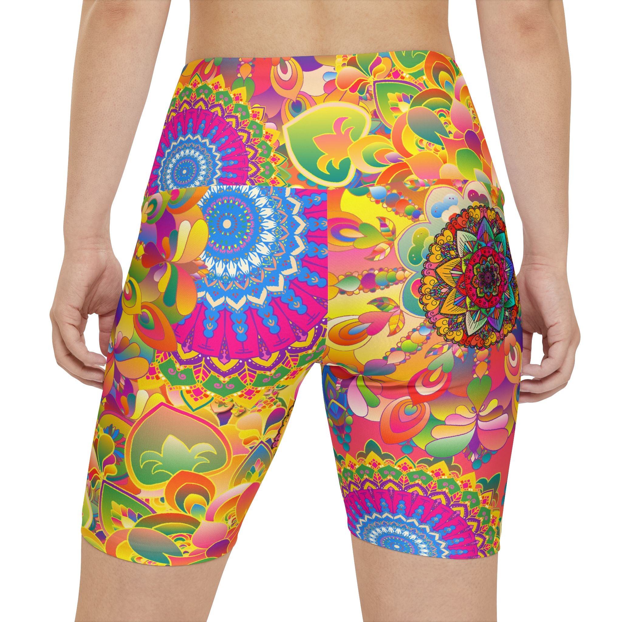 Psychedelic Floral Mandala Workout Shorts