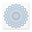 Handmade Mandala Art featuring a steel blue mandala design on matte canvas, stretched and 125 inches thick
