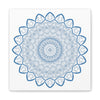 Handmade Mandala Art featuring a steel blue mandala design on matte canvas, stretched and 125 inches thick