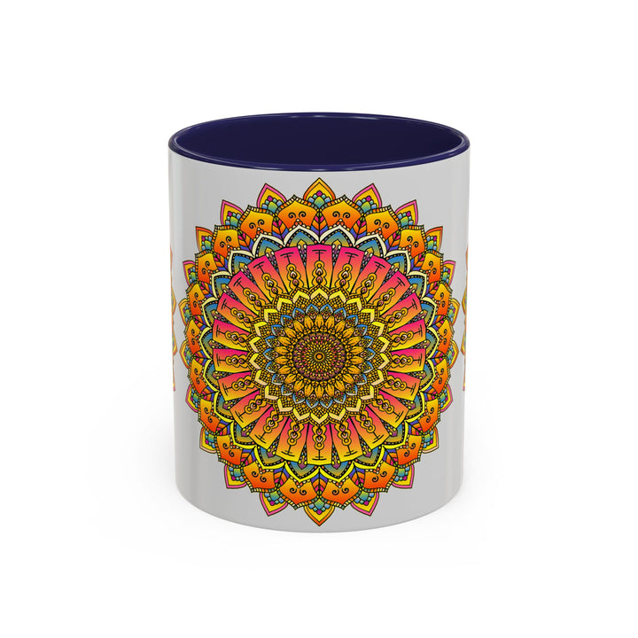 A beautiful mandala art mug featuring a colorful floral design perfect for enjoying your favorite hot beverage