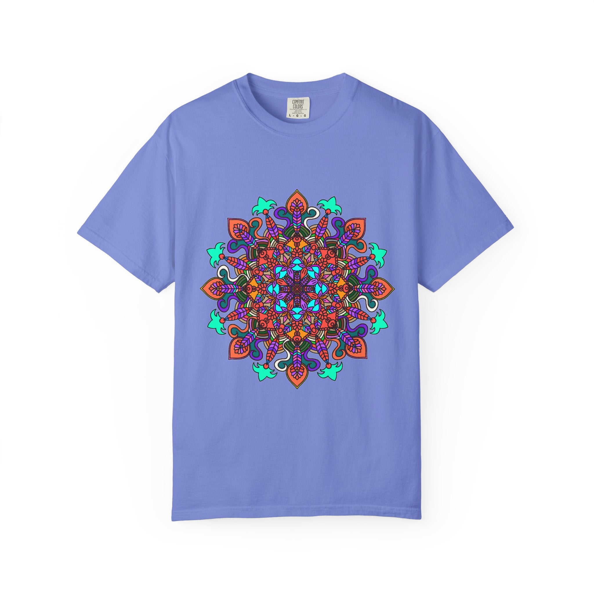 T-shirt con disegno mandala fatto a mano - 100% cotone
