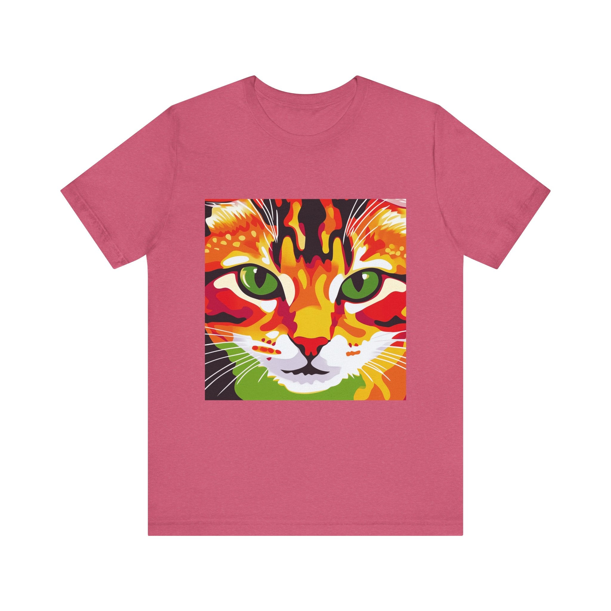 Colorful abstract art of a Savanna cat printed on a comfortable t-shirt