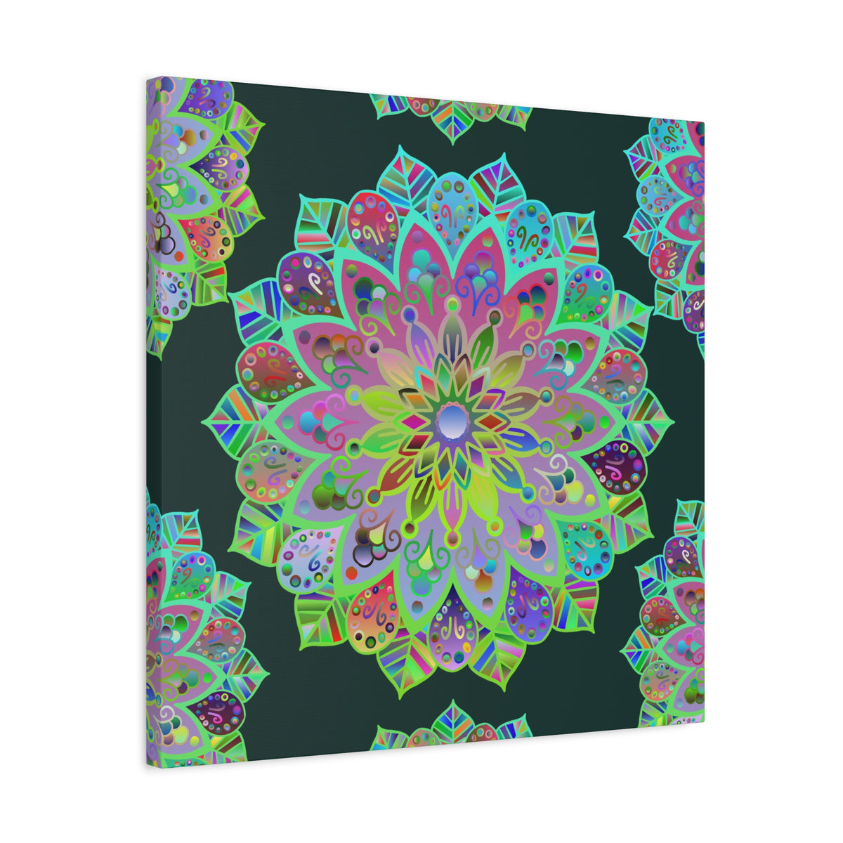 Vibrant Mandala Matte Canvas Wall Art — Colorful Floral Boho Stretched Print