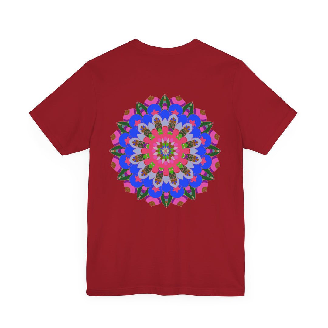 A colorful mandala design tee, symbolizing spiritual peace and harmony