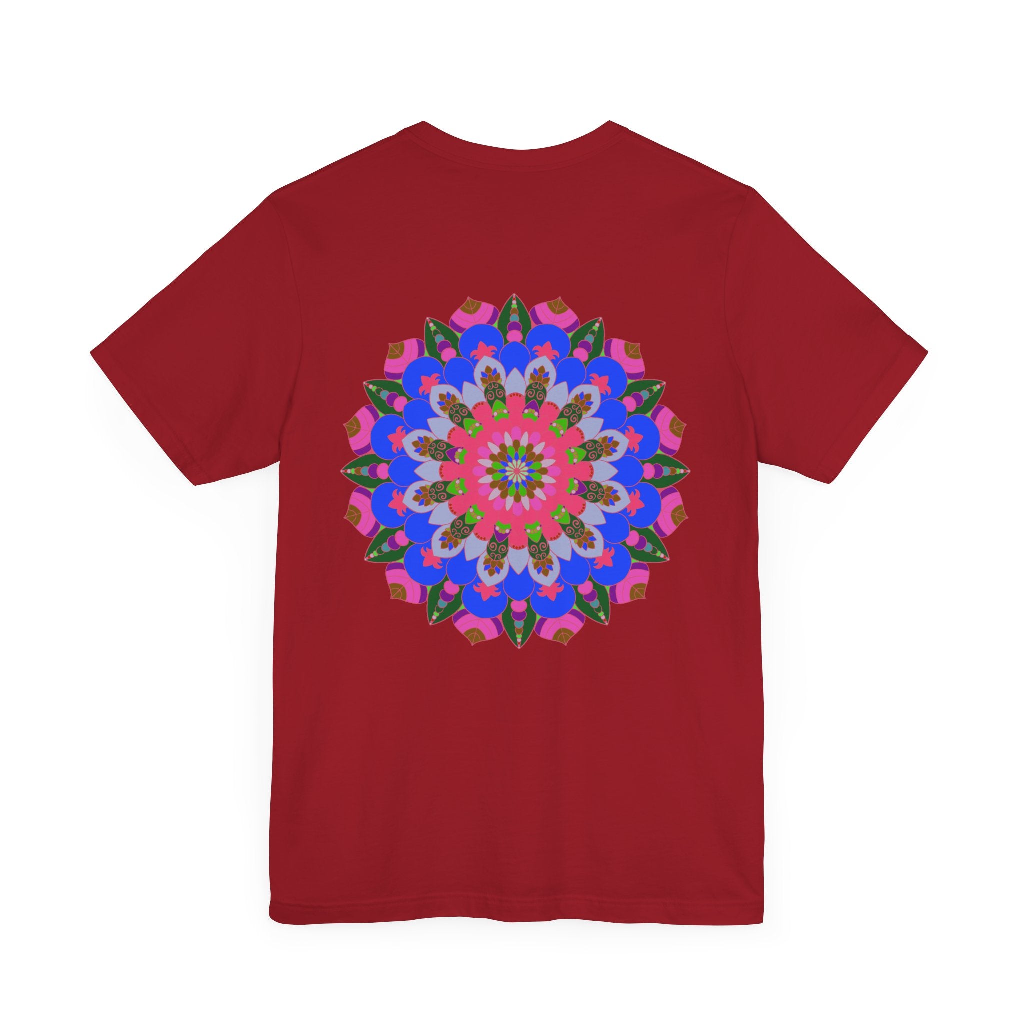 A colorful mandala design tee, symbolizing spiritual peace and harmony