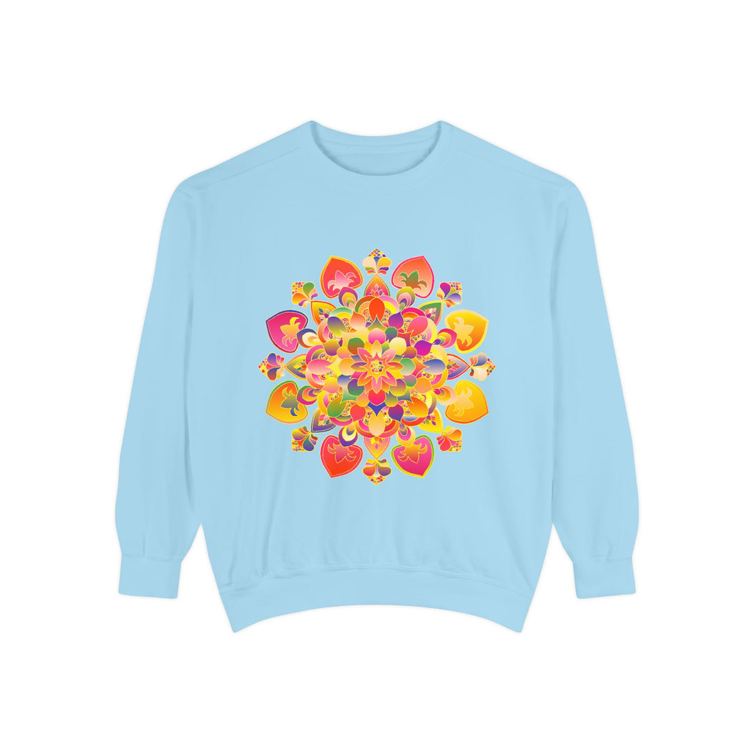 Vibrant and detailed mandala sweatshirt with colorful and intricate design