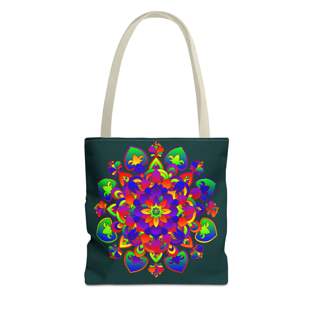 Colorful Mandala Mystical Nature Tote Bag with vibrant floral and geometric designs, perfect for bohemian style lovers and nature enthusiasts