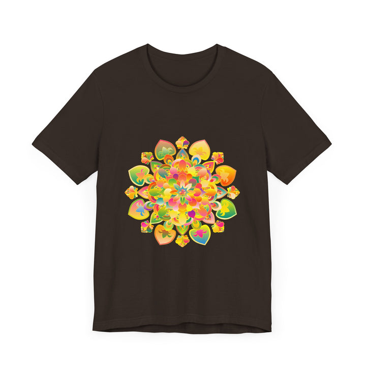 Vibrant and trippy psychedelic mandala tee with intricate and colorful design