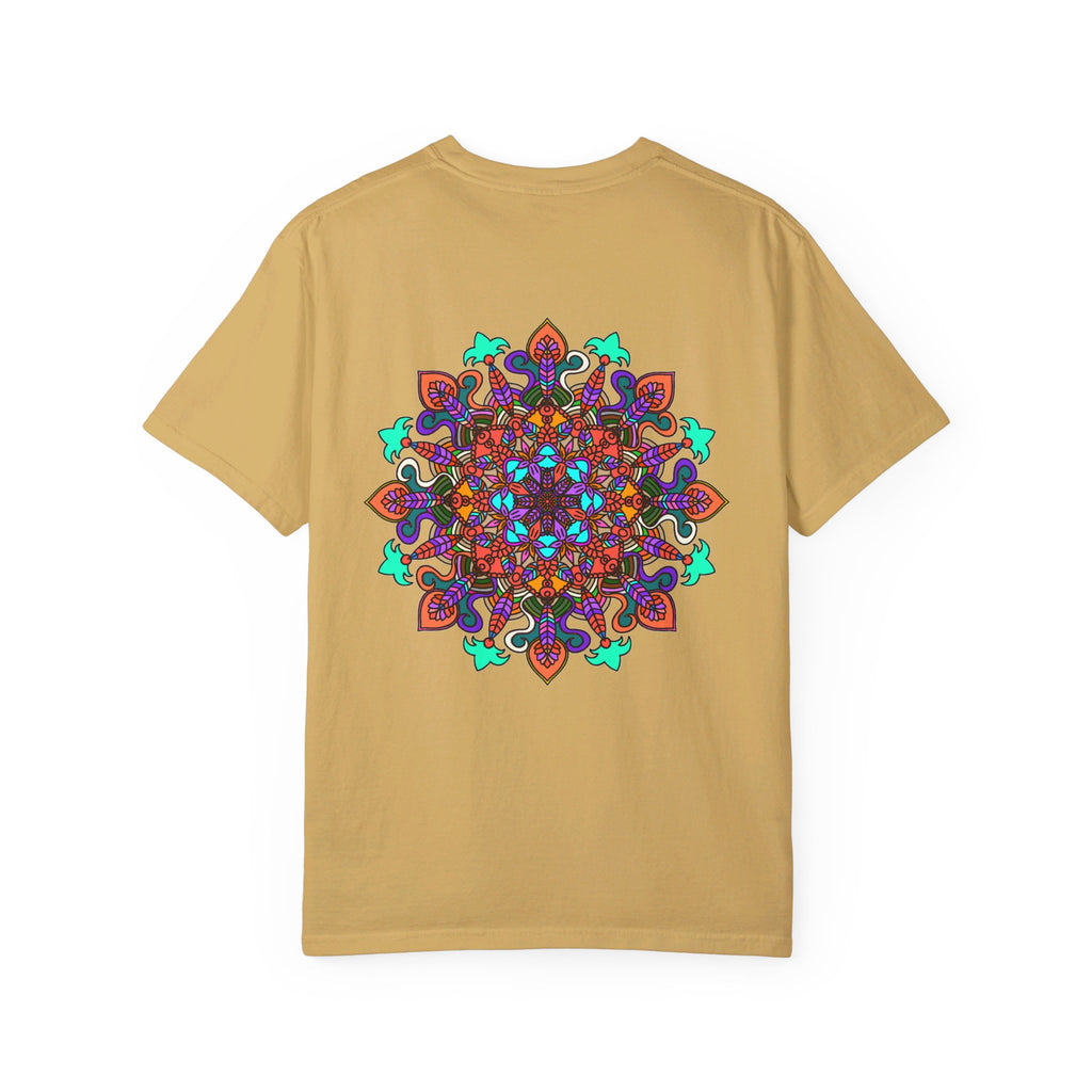 Unisex Mandala T-Shirt with Intricate Hand-Drawn Mandala Art on 100% Ring-Spun Cotton Fabric, Garment-Dyed for Extra Comfort