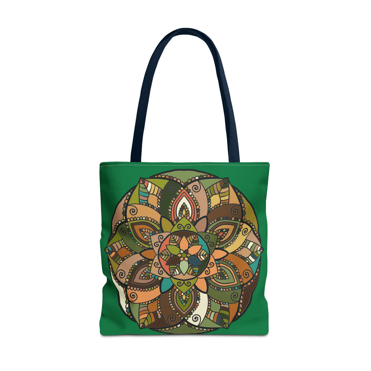 Boho Mandala Tote Bag — Green Floral Pattern AOP Shopper