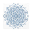 Handmade Mandala Art featuring a beautiful Steel Blue design on a Matte Canvas, Stretched and measuring 125 inches - perfect for adding a touch of elegance to any wall space